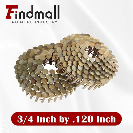 Findmall 15-Degree Galvanized Coil Roofing Nails, 0.120" Large Head Wire Collated Nails for CRN45 Coil Nail Gun