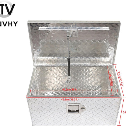 Findmall 20 Inch Silver Heavy Duty with Lock & 2 Keys Aluminum Tool Box Replacement for Pick Up Truck RV Trailer