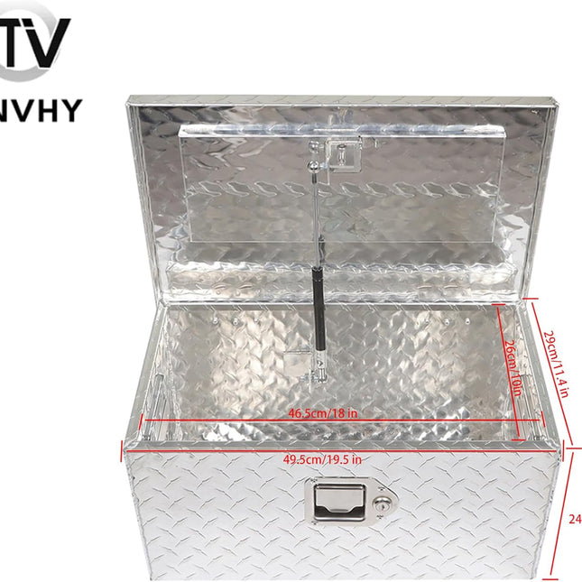 Findmall 20 Inch Silver Heavy Duty with Lock & 2 Keys Aluminum Tool Box Replacement for Pick Up Truck RV Trailer