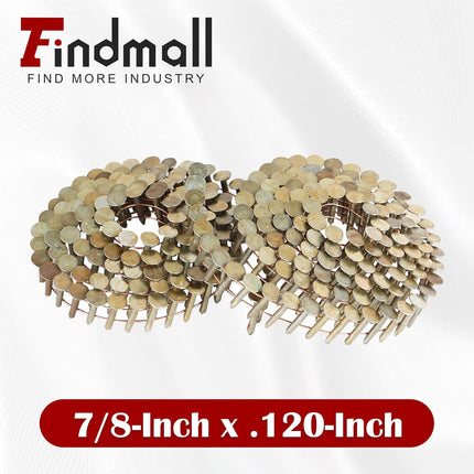 Findmall 15-Degree Galvanized Coil Roofing Nails, 0.120" Large Head Wire Collated Nails for CRN45 Coil Nail Gun