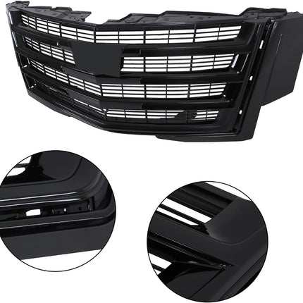 Findmall Glossy Black Front Bumper Grille Hood Molding and Lower Face Bar Kit Replacement for Escalade 2015-2020 GM1235129