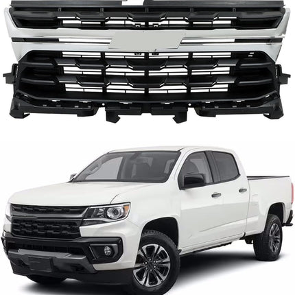Findmall Front Upper Bumper Grille with Chrome Trim Replacement for Colorado 2021-2022