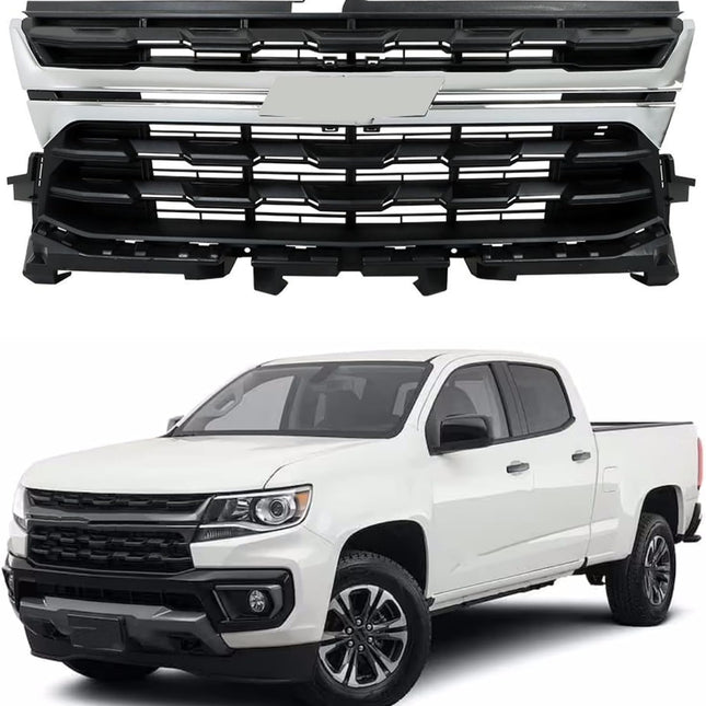 Findmall Front Upper Bumper Grille with Chrome Trim Replacement for Colorado 2021-2022
