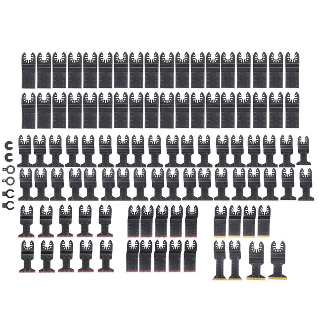 Findmall 100 Pieces of Oscillating Saw Blades(34MM, 44MM), Japanese Tooth, Titanium, Extra Long, for Wood, Metal, Universal Compatibility