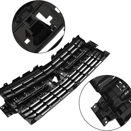 Findmall Black Front Upper Bumper Grille with 5-Piece Chrome Trim Replacement for Silverado 1500 2019-2021