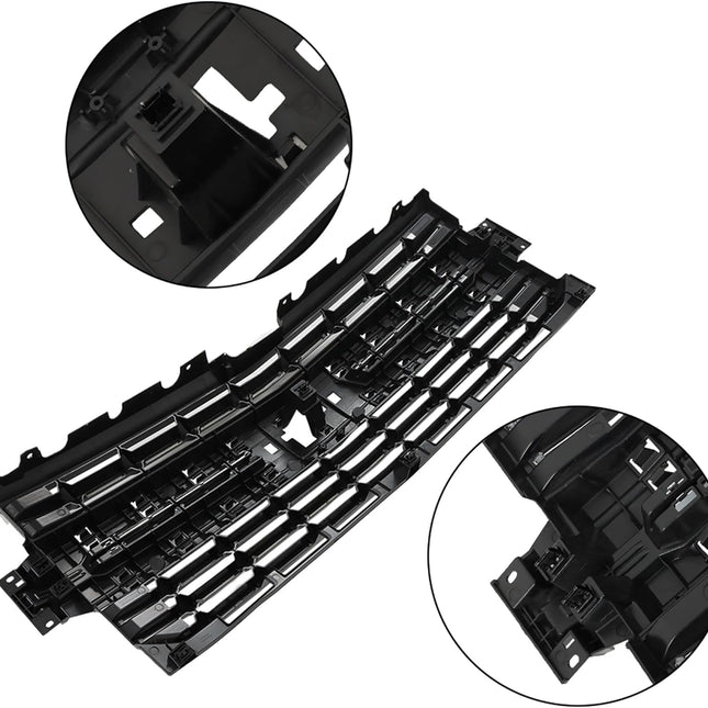 Findmall Black Front Upper Bumper Grille with 5-Piece Chrome Trim Replacement for Silverado 1500 2019-2021