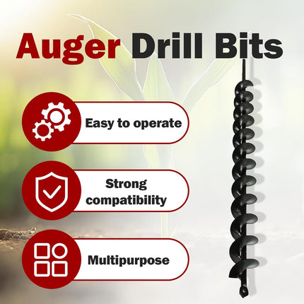 Findmall Auger Drill Bit, Earth Auger Bit for 3/8" Hex Drive Drill, 24 Inch Length Garden Planting Auger for Post Holes, Bulb Planting & Soil Digging