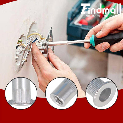 Findmall 100Pcs M6 Rivet Nuts Kit Metric Aluminum Flat Head Threaded Rivet Nut Insert Nutsert Rivet Nuts Assortment Kit