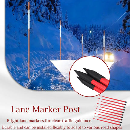 Findmall 48 Inch Fiberglass Driveway Markers, 5/16" Diameter Red Reflective Snow Stakes for Parking Lots, Walkways & Property Boundaries