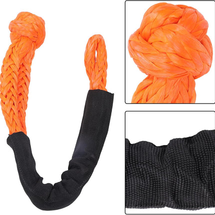 Findmall 1in x 20ft Power Recovery Rope with 2 Soft Shackles, Nylon N66 Double-Layer Weaving, 34000 Pounds Breaking Strength, 30% Elasticity Offroad Power Strap for Truck ATV UTV Tractor, Orange