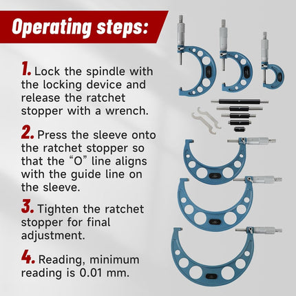 Findmall 0-6" Outside Micrometer Set (0-1", 1-2", 2-3", 3-4", 4-5", 5-6"), 0.0001" Accurate Carbide Ratchet Handle Accuracy Machinist Tool Set with Carbide Tip