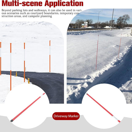 Findmall 48 Inch Fiberglass Driveway Markers, 5/16" Diameter Red Reflective Snow Stakes for Parking Lots, Walkways & Property Boundaries