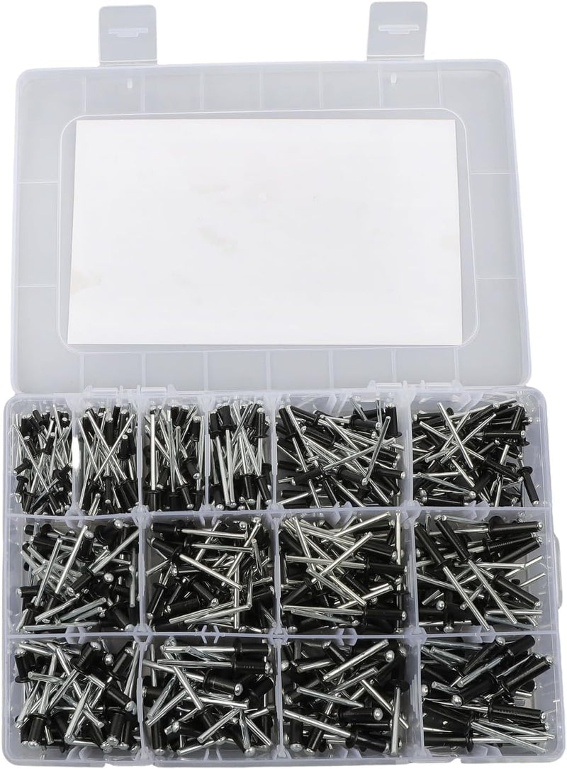 Findmall 500 Pcs Black Pop Rivets Assortment Kit - 14 SAE Sizes (3/32" - 3/16") Aluminum Blind Rivets with Mandrels for Metal, HVAC, Auto, DIY