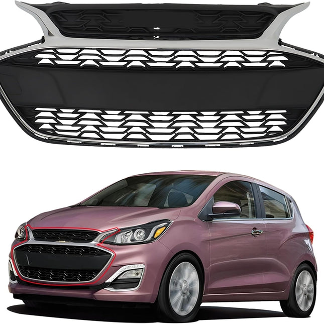 Findmall Black Front Upper Bumper Grille Assembly Replacement for Spark 2019-2022 42687998