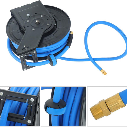 Findmall 1/2'' X 50' Wall Mount, 300PSI Retractable Air Hose Reel, Auto Rewind Retractable Reel With Air Hose, 1/2" Npt, Blue