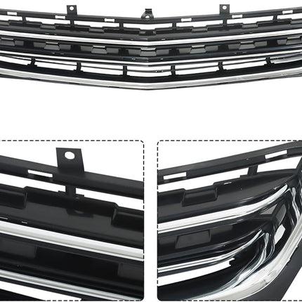Findmall 2-Piece Chrome and Black Front Upper and Lower Grille Set Replacement for Impala 2014-2020
