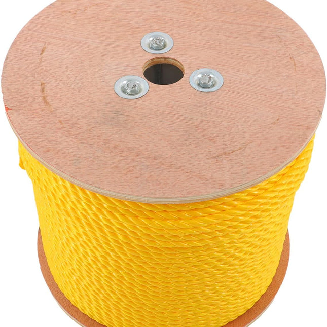 Findmall Orange Yellow 1/4in X 600ft 3 Stranded Braided Rope Heavy Duty Poly Ropes for DIY Projects, Commercial Use, Barrier Rope Breaking Strength 8500 pounds