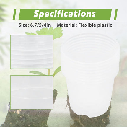 Findmall 30 Pack Clear Plastic Nursery Pots 6.7/5/4 Inch with Drainage Holes, Seedling Pots for Transplanting, Planting and Growing Flowers, Vegetables and Herbs