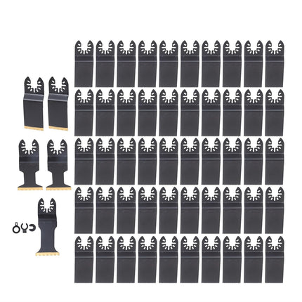 Findmall 55-Piece Titanium Oscillating Blades Kit - Professional Grade, Universal Fit - Cuts Metal, Wood, Drywall - Includes 5 Titanium and 50 HCS Blades with 3 Adapters