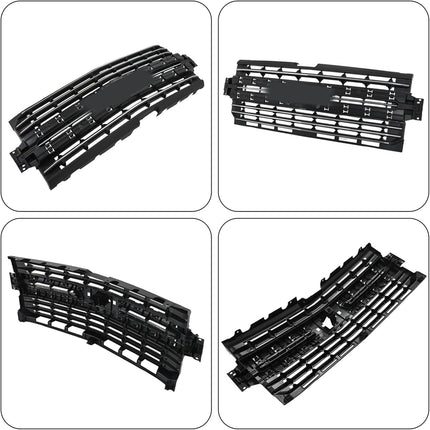 Findmall Black Front Upper Bumper Grille with 5-Piece Chrome Trim Replacement for Silverado 1500 2019-2021
