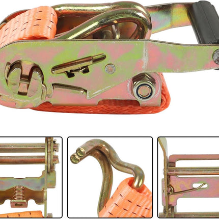 Orange Ratchet Belt, 1.5Inch * 15Ft 4000 Pound Ratchet, Heavy Duty Slings, 10PCS