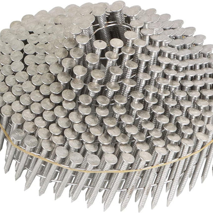 Findmall 304 Stainless Steel 15-Degree Coil Siding Nails, 0.090" Ring Shank Wire Collated Nails for CN45 Coil Nail Gun