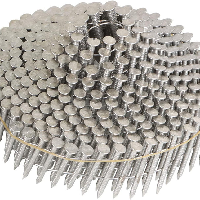 Findmall 304 Stainless Steel 15-Degree Coil Siding Nails, 0.090" Ring Shank Wire Collated Nails for CN45 Coil Nail Gun