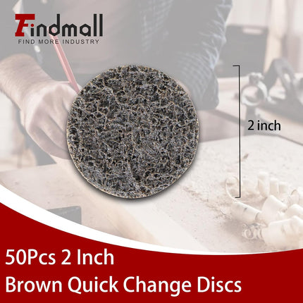 findmall 50PCS 2" Quick Change Surface Conditioning Discs Aluminum Oxide Non-Woven