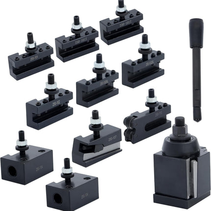 Findmall AXA 250-111 Wedge Type Tool Post, Tool Holder Set 11PC, Lathe 6-12
