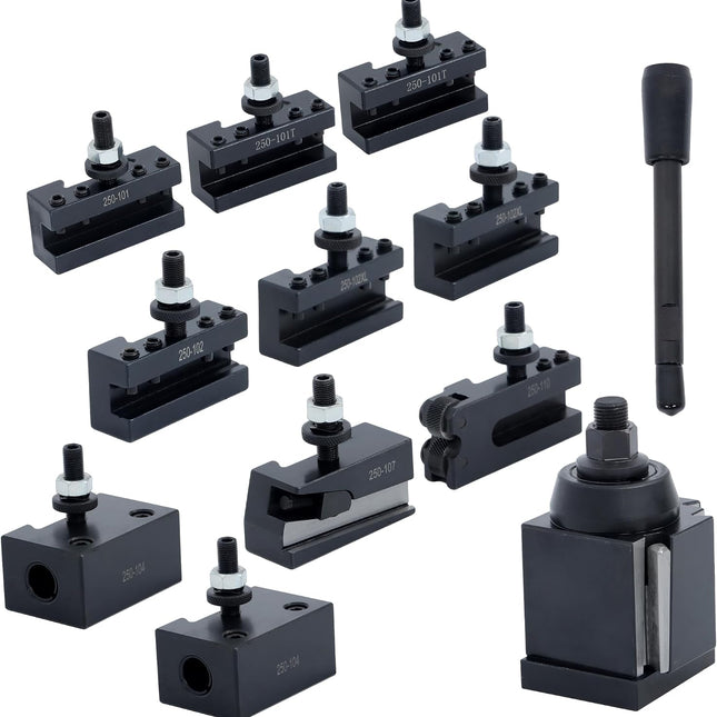 Findmall AXA 250-111 Wedge Type Tool Post, Tool Holder Set 11PC, Lathe 6-12