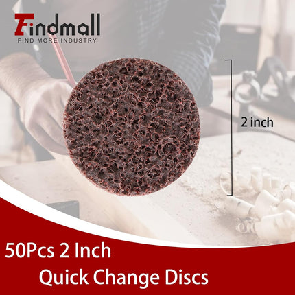 findmall 50PCS 2" Quick Change Surface Conditioning Discs, Medium Grit, Maroon