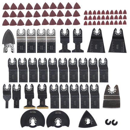 Findmall 94-Piece Oscillating Tool Blades Kit with Sandpapers - 12 Types High Carbon and Titanium Blades for Wood, Metal, Grout Compatibility with Most of Oscillating Multi-Tools