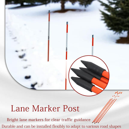 Findmall 72 Inch Driveway Markers, 5/16" Diameter Orange Reflective Snow Stakes, 6 FT Fiberglass Lane Marker Posts for Driveways, Parking Lots & Walkways