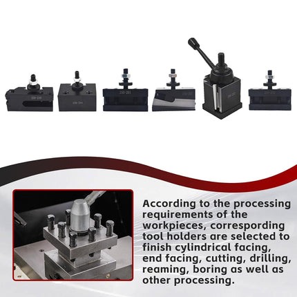 Findmall 6Pcs BXA 250-222 Tool Post Set BXA Wedge Type Quick Change Tool Post Turning and Facing Holders 10-15 Inch Swing