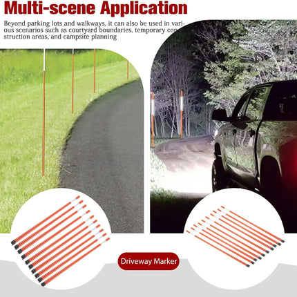 Findmall 48 Inch Driveway Markers, 5/16" Diameter Orange Reflective Snow Stakes, Fiberglass Lane Marker Posts for Driveways, Parking Lots & Walkways