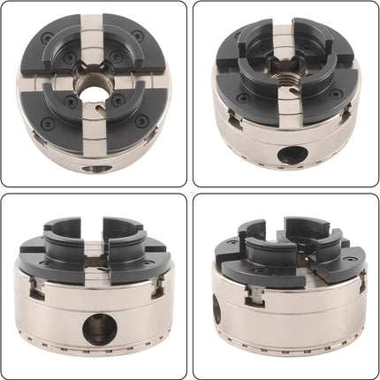 Findmall 4 Inch Wood Lathe Chuck Set 1" x 8tpi thread 3/4"x16TPI Adapter | 2Pcs jaws, for Metalworking, Drilling, Milling