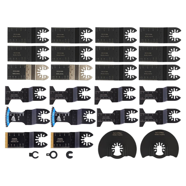 Findmall 27-Piece Oscillating Tool Blades Kit – Multi-Material Cutting Set with Fine, Bimetal and General Use Blades (35mm, 45mm) Constructed from High-Carbon Steel
