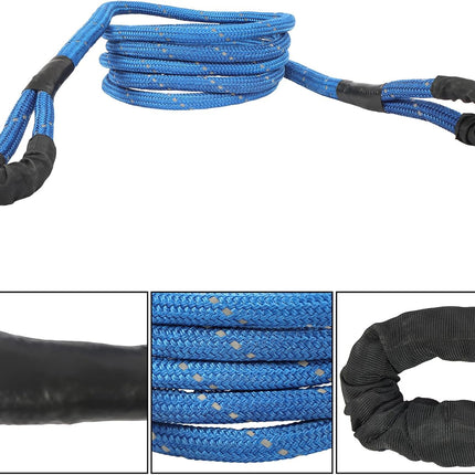 Findmall 7/8in x 30ft Power Recovery Rope, Nylon N66 Double-Layer Weaving, 30000 Pounds Breaking Strength, 30% Elasticity Offroad Power Strap for Truck ATV UTV Tractor, Blue