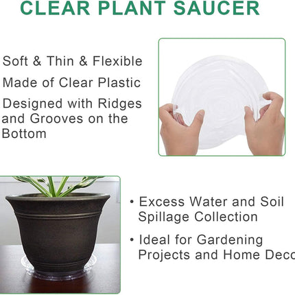 Findmall Plastic Plant Saucer Drip Trays, 5/10 Pack Clear Heavy Duty Flower Pot Saucers for Indoor Outdoor Plants, Round Drainage Trays for Planters