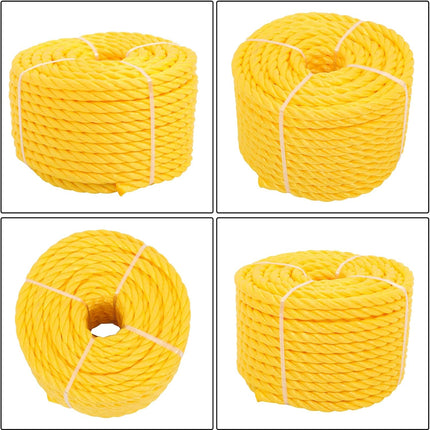 Findmall Orange Yellow 1/2in X 100ft 3 Stranded Braided Rope Heavy Duty Poly Ropes for DIY Projects, Commercial Use