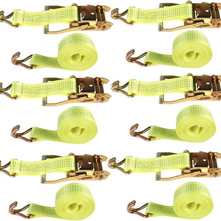 Yellow Ratchet Belt, 2Inch * 15Ft 5000 Pound Ratchet, Heavy Duty Slings, 6PCS