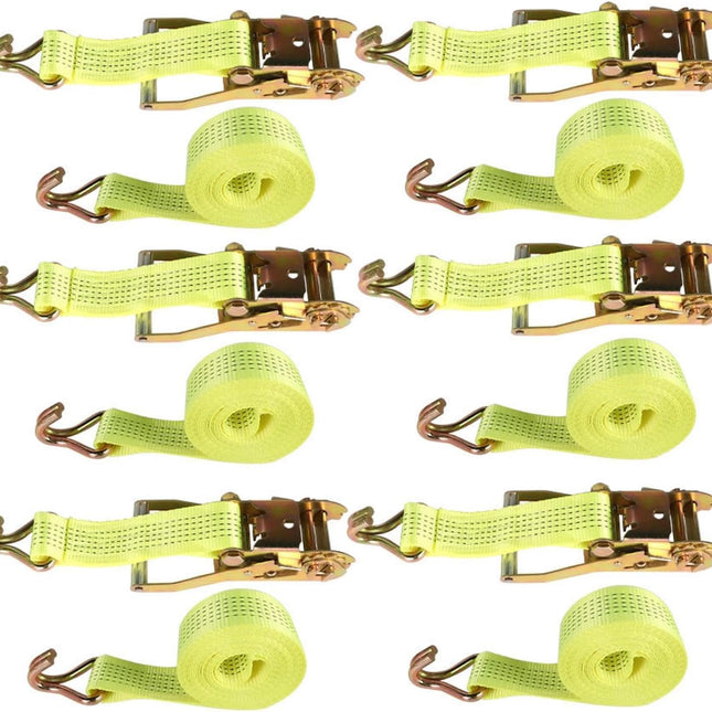 Yellow Ratchet Belt, 2Inch * 15Ft 5000 Pound Ratchet, Heavy Duty Slings, 6PCS