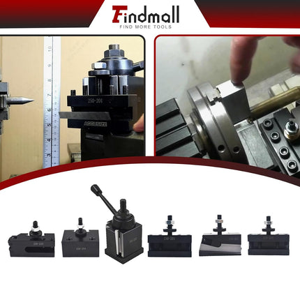 Findmall 6Pcs BXA 250-222 Tool Post Set BXA Wedge Type Quick Change Tool Post Turning and Facing Holders 10-15 Inch Swing