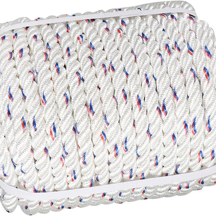 Findmall 5/8in x 150ft Double Braid Polyester Strength 7200 Lbs White Red Blue