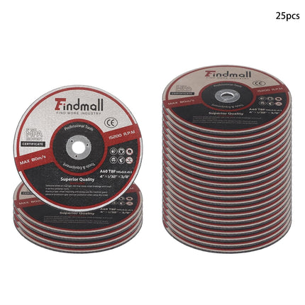 Findmall 25 Pack 4" x 1/32" x 3/8" Cut Off Wheel – Cuts Metal, Steel, Stainless Steel Aluminum Oxide, 1/32" Thin Disc for Angle Grinder, 3/8" Arbor
