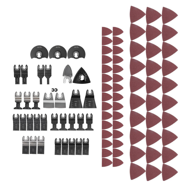 Findmall 96 Pcs Oscillating Saw Blade Suit, Oscillating Tool Blades with Sandpaper, High Carbon Steel, for Metal, Wood, Plastic