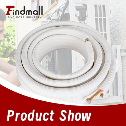 Findmall 50FT Air Conditioning Tubing Hose Extension 1/4 and 3/8 Inch Insulated Copper Hoses Fit for Mini Split Air Conditioner