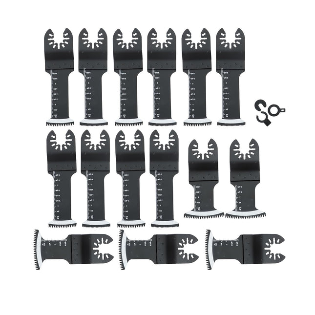 Findmall 15Pcs Extended Shock Tool Saw Blade Curved Tooth Oscillating Saw Blades Set Fit for Cutting Wood, Plastic, and Metal
