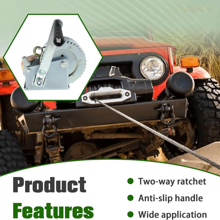 Findmall Boat Trailer Hand Winch with Steel Cable, Heavy Duty Manual Crank Gear Winch with Hook, High Carbon Steel Trailer Winch for Boat, Truck & ATV