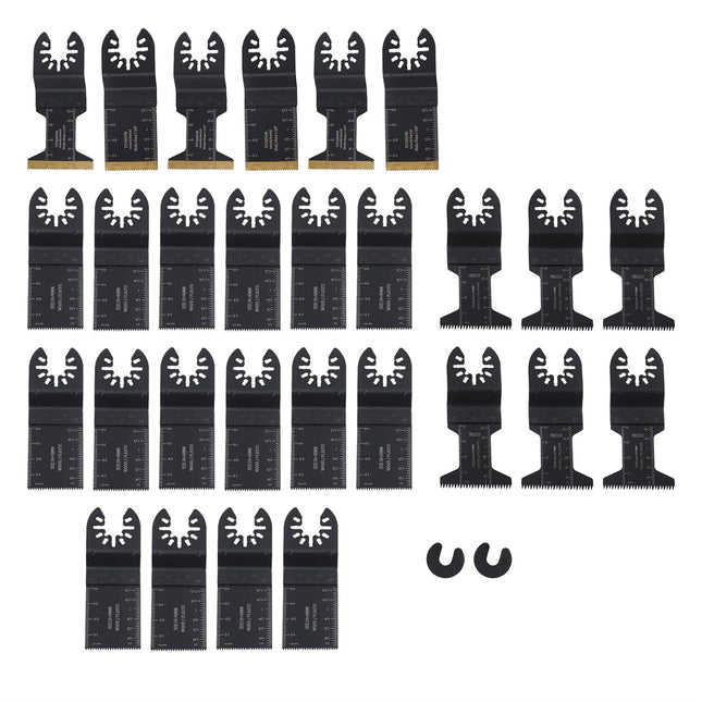Findmall 28-Piece Oscillating Multi-Tool Blade Set - 5 Types, Universal Fit, High-Carbon and Bi-Metal Blades for Wood Metal Tile Cutting